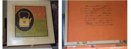 Boite a the craquel� orange