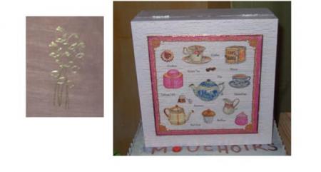 Boite a the et detail interieur couvercle